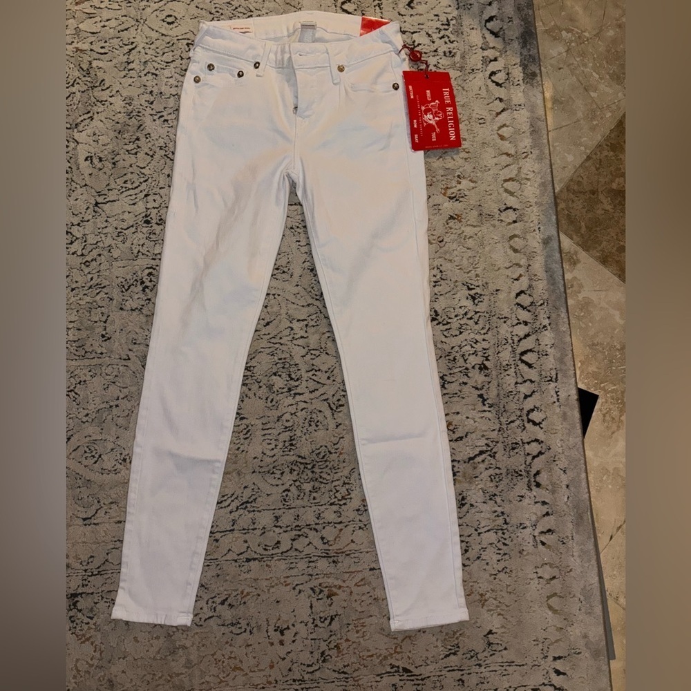 NEW True Religion Brand Jeans Womens 27 x 29 Halle White Skinny Low Rise Pants‌